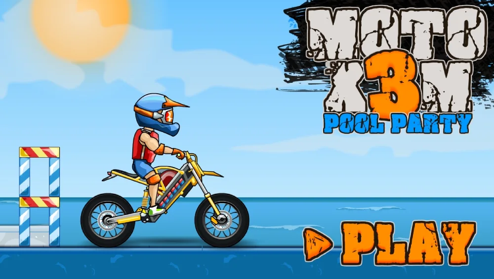 moto x3m pool party bike racing in a water park